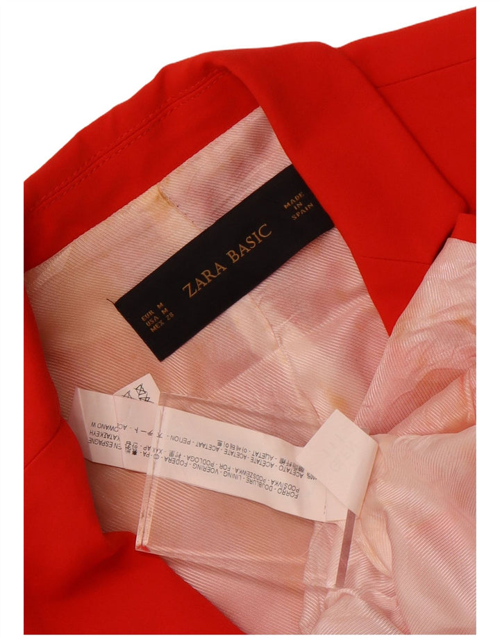 Zara Damen 1-Knopf-Blazerjacke UK 38 Mittelrotes Acetat
