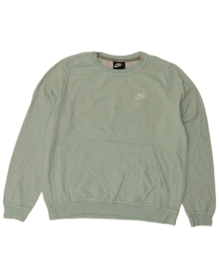 NIKE Damen Sweatshirt Pullover UK 14 Mittelblaue Baumwolle