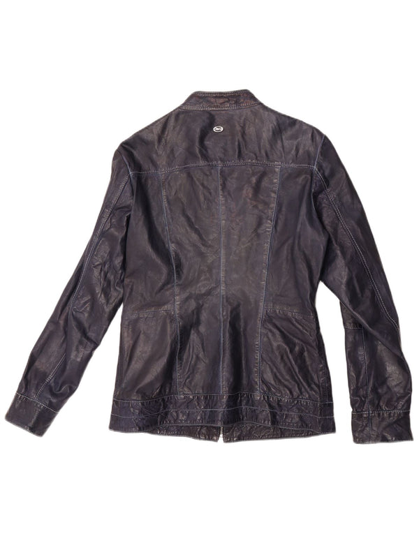 Marlboro Classics Damen Lederjacke IT 44 Mittelblaues Lammleder