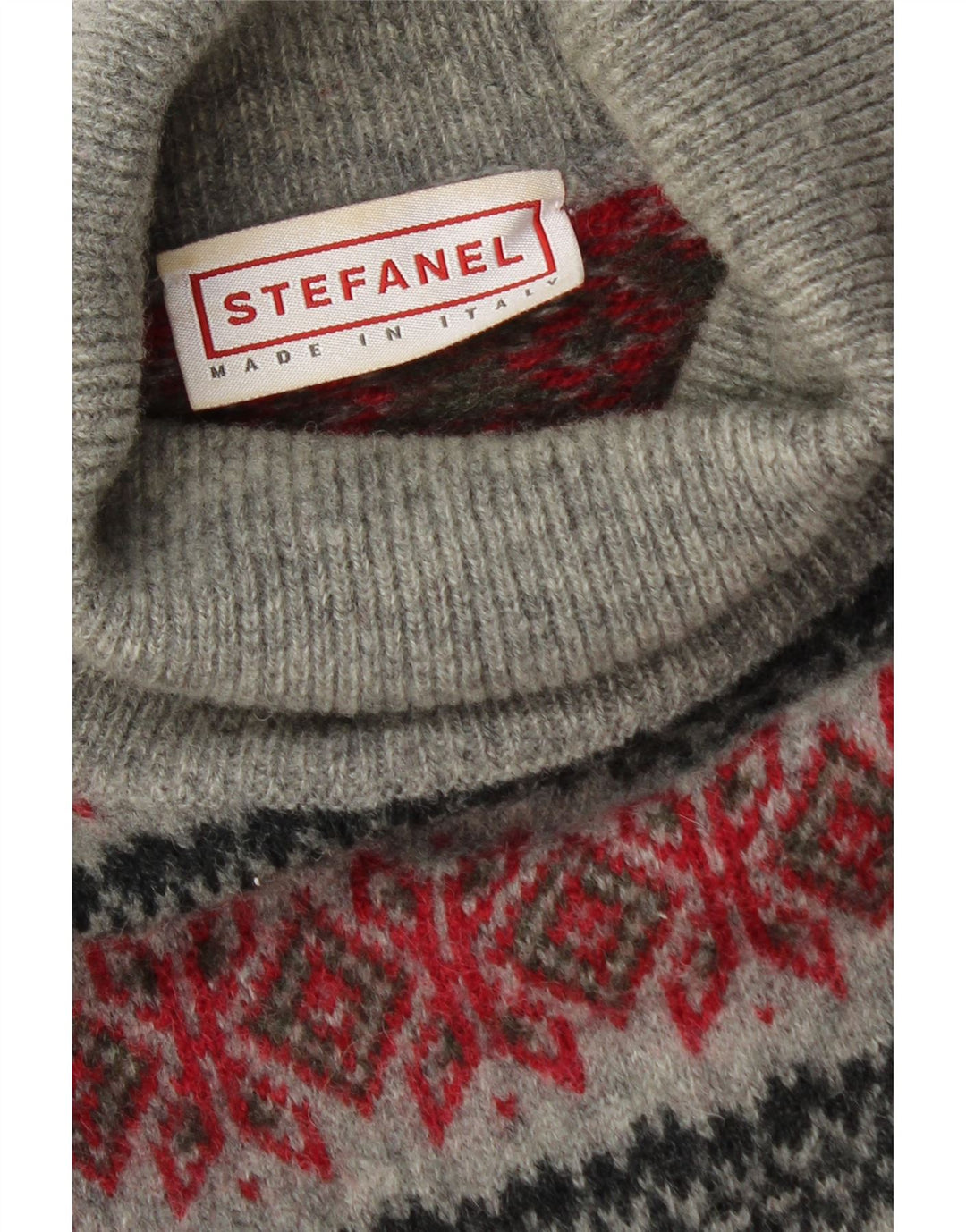 Stefanel Herren Rollkragenpullover Pullover XL Grau Fair Isle