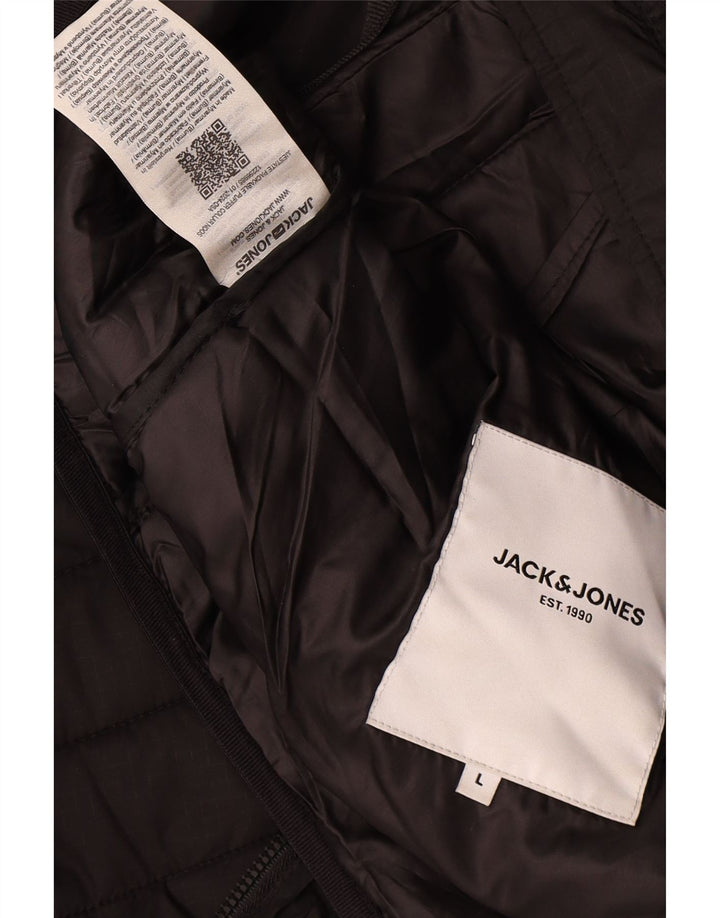 Jack & Jones Herren Wattierte Jacke UK 40 Large Schwarz Polyester
