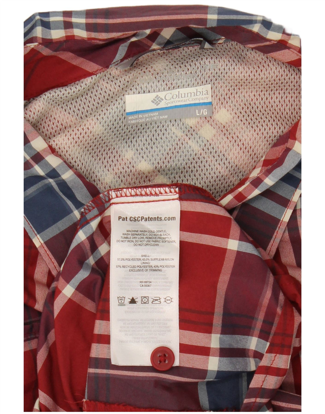 Columbia Herren-Hemd, groß, rot kariert, Polyester