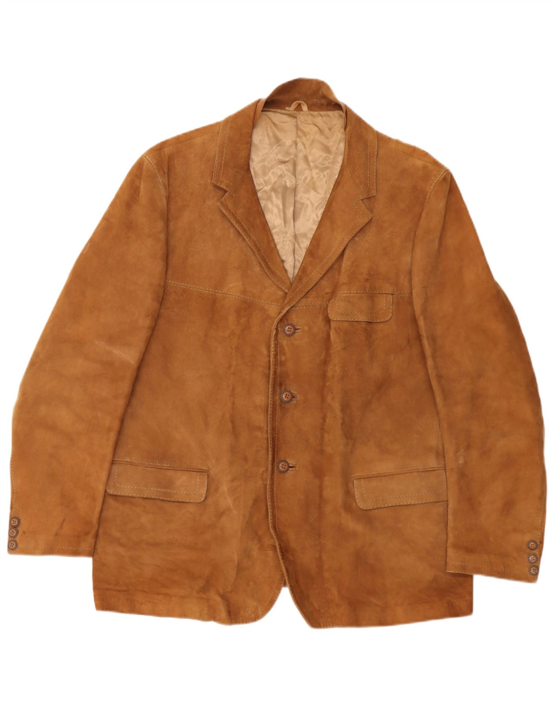 Vintage Herren 3-Knopf-Wildleder-Blazerjacke UK 40 Large Beige