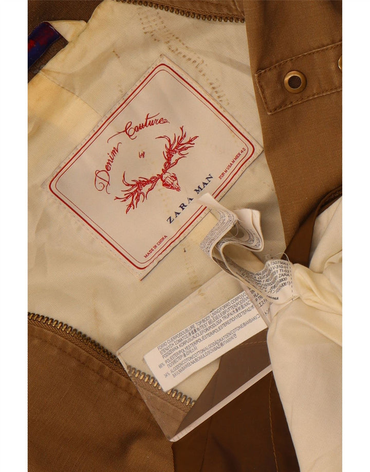 Zara Herren Bomberjacke UK 38 Mittelbraunes Colourblock-Polyester