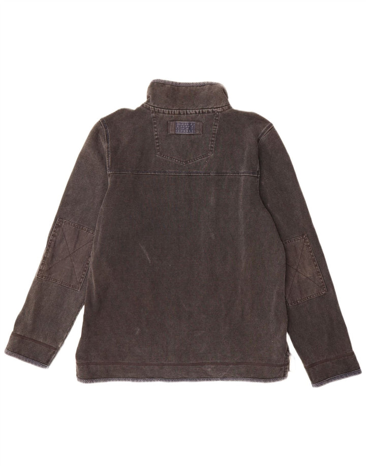 Fat Face Herren-Sweatshirt mit Reißverschluss am Hals, groß, aus grauer Baumwolle
