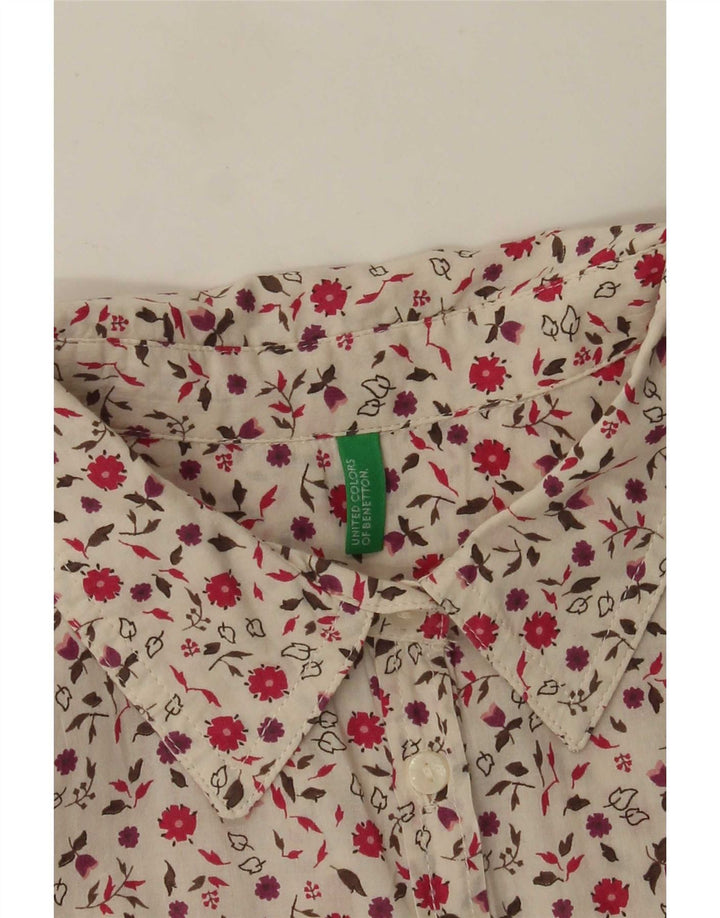 Benetton Damen-Hemd UK 16, groß, weiß geblümt