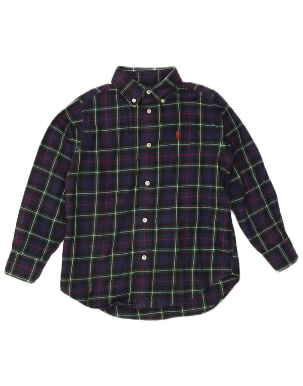 Ralph Lauren Flanellhemd für Jungen, 4–5 Jahre, marineblau, kariert, Baumwolle