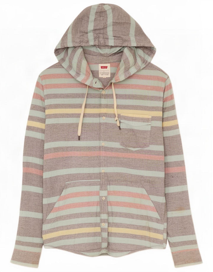 Levi's Herren-Kapuzenhemd, groß, grau gestreift, Baumwolle
