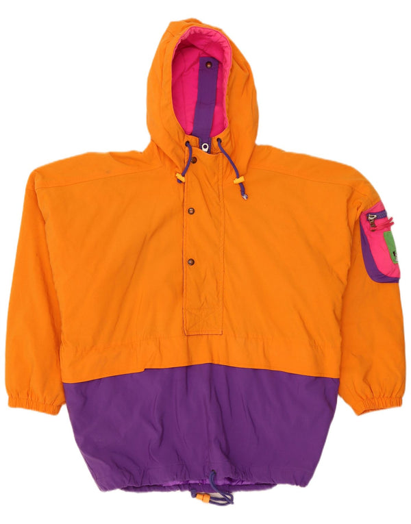 Vintage Mens Hooded Anorak Jacket UK 42 XL Orange Colourblock