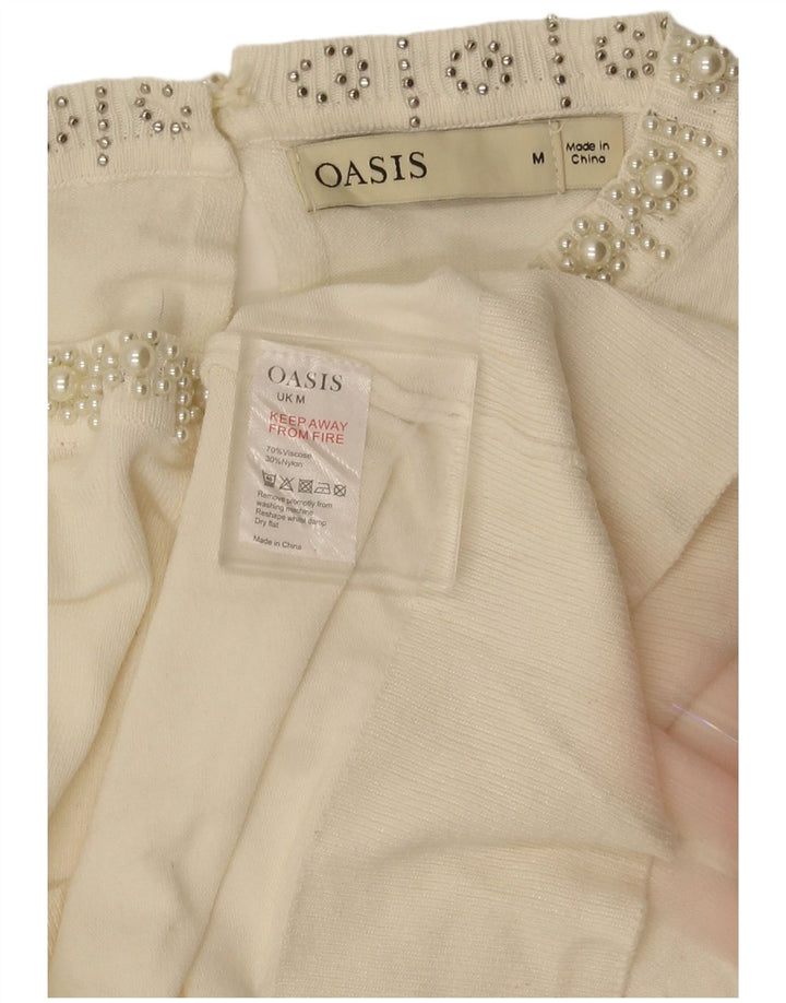 Oasis Damen-Pullover mit U-Boot-Ausschnitt, UK 14, mittelweiße Viskose