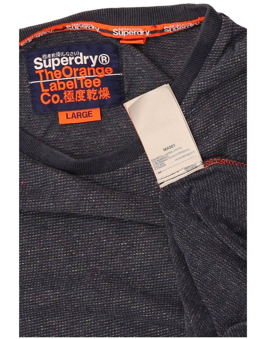 Superdry Herren T-Shirt Top Large Marineblau Baumwolle