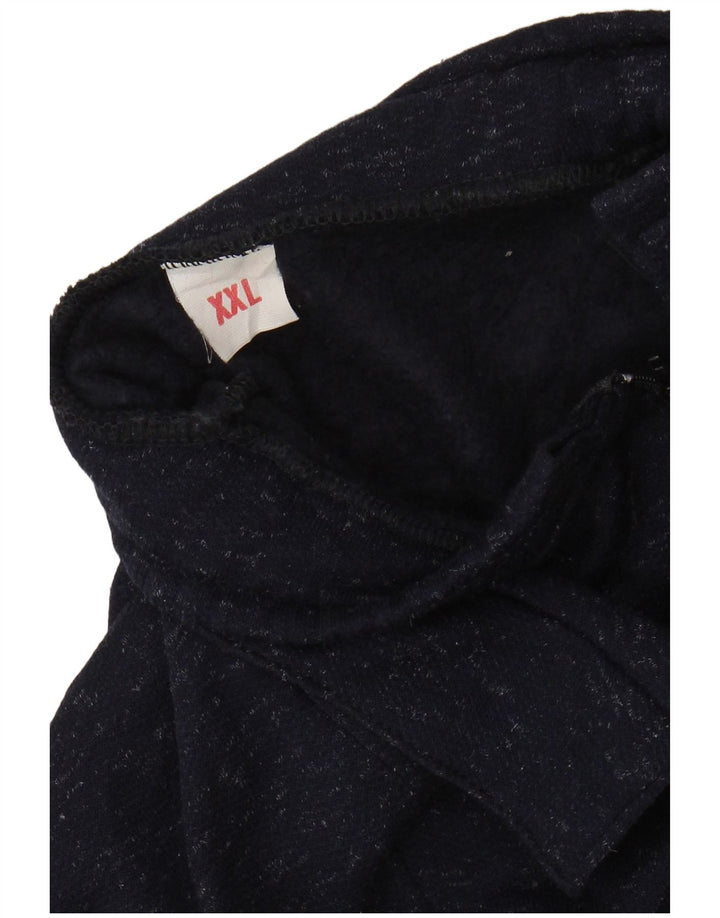 VINTAGE Damen-Pullover mit Reißverschluss am Hals, UK 20 2XL, marineblau gefleckte Baumwolle