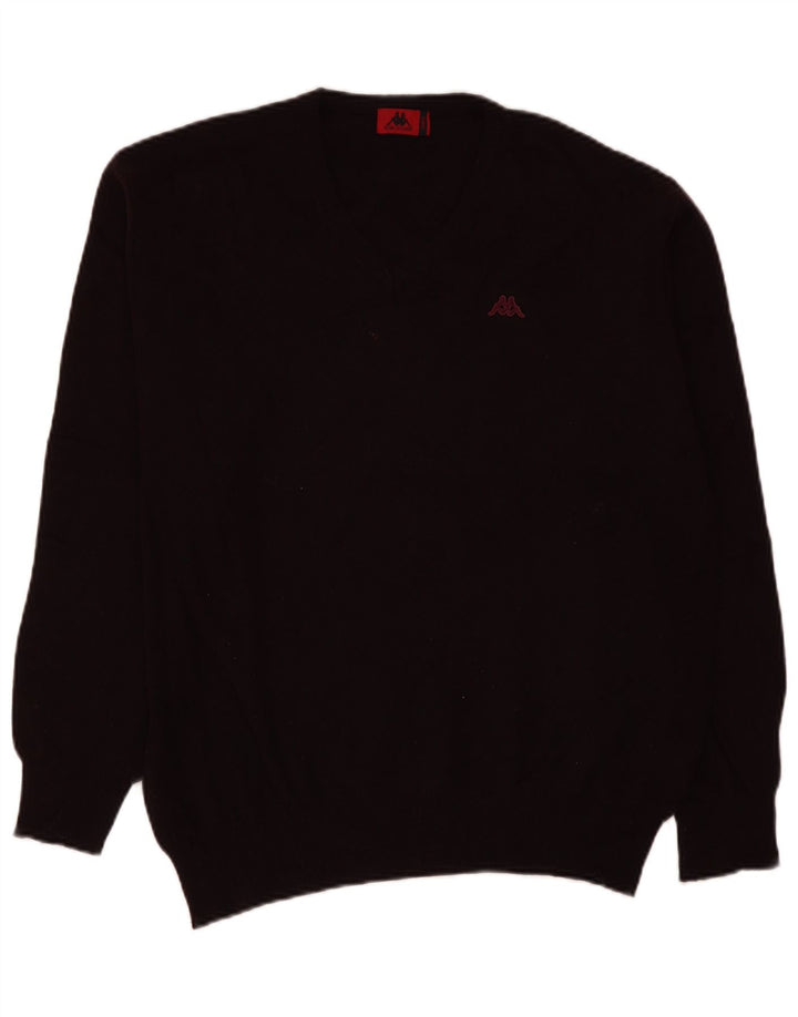 Kappa Herren-Pullover mit V-Ausschnitt, groß, burgunderrote Lammwolle