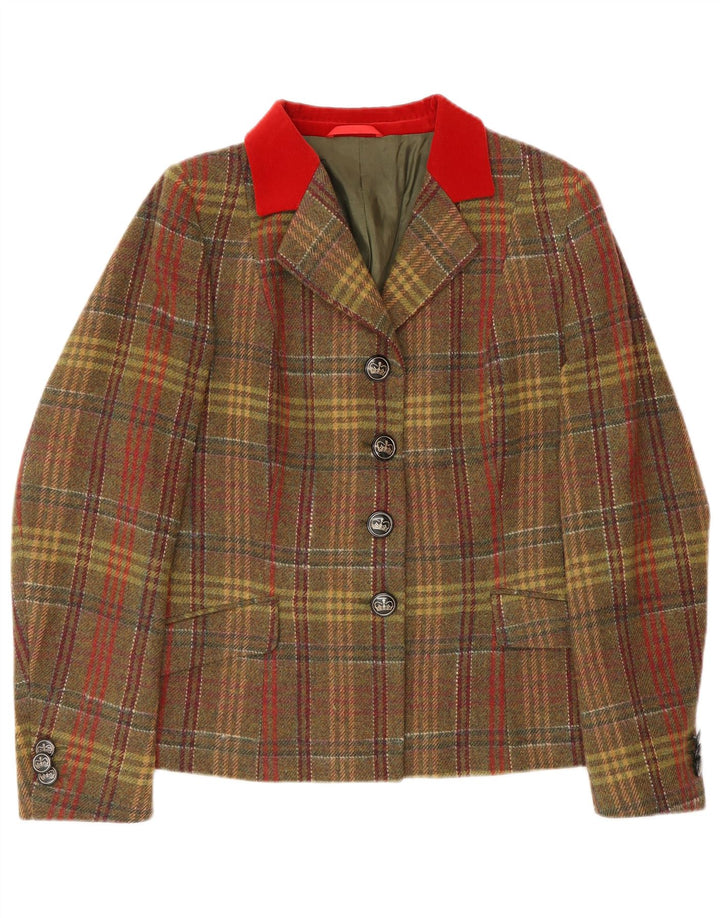 Vintage Damen Blazerjacke mit 4 Knöpfen, EU 48, 2XL, mehrfarbig, kariert, klassisch