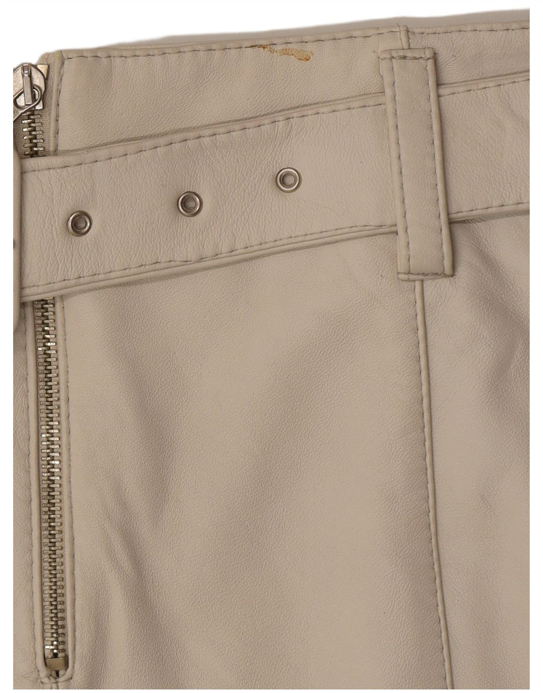 VINTAGE Damen Lederrock IT 44 Medium W28 Graues Leder