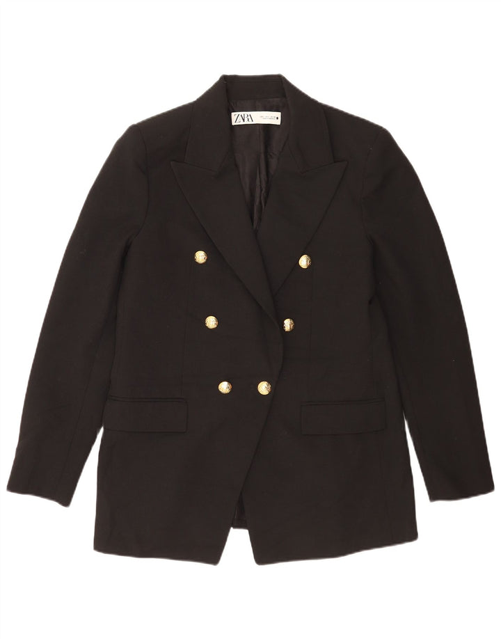 Zweireihiger Blazer für Damen von Zara, Gr. 40, Größe L, Schwarz, Polyester