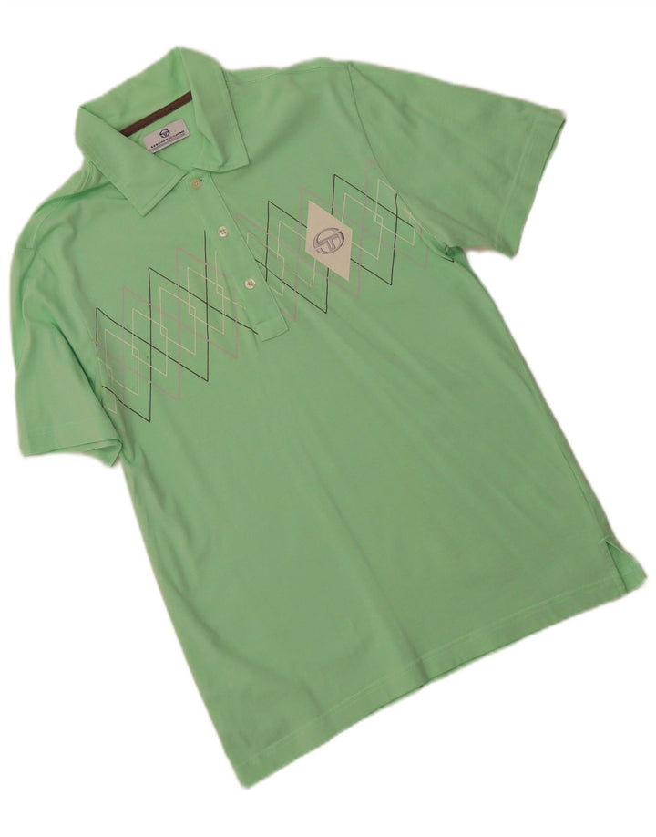 Sergio Tacchini Herren Poloshirt Small Green Argyle/Diamond Cotton