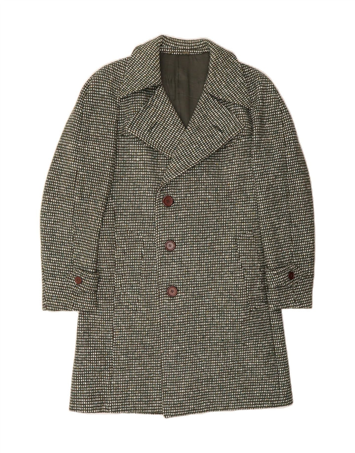 FACIS Mens Overcoat UK 38 Medium Khaki Check Vintage Facis and Second-Hand Facis from Messina Hembry 