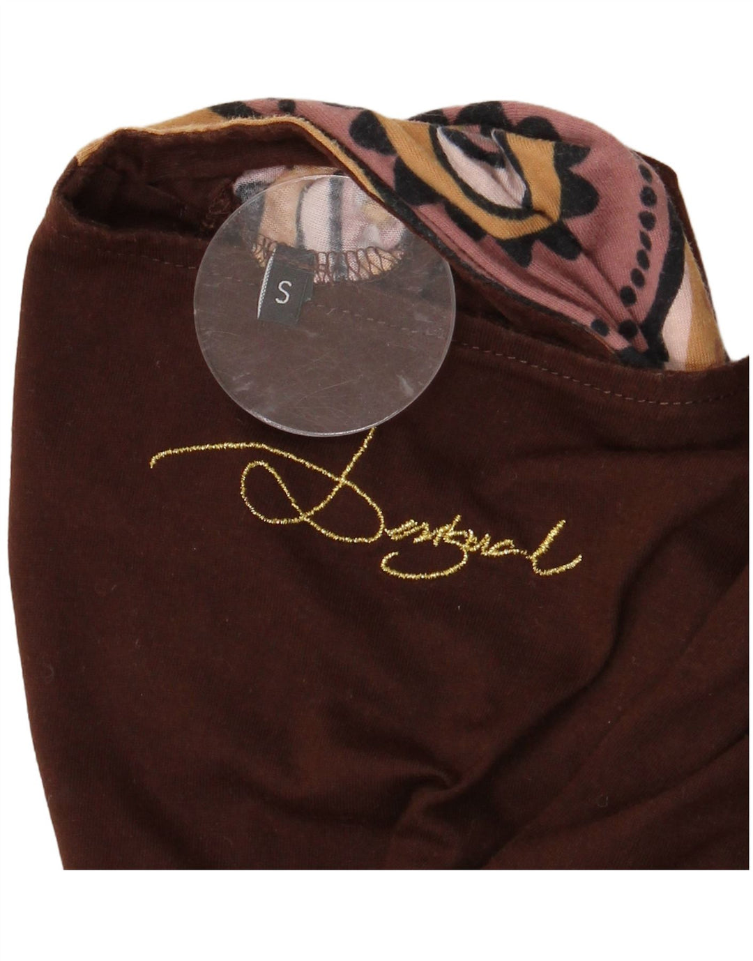 DESIGUAL Grafisches asymmetrisches Tunikakleid für Damen UK 10 Kleines braunes Blumenmuster