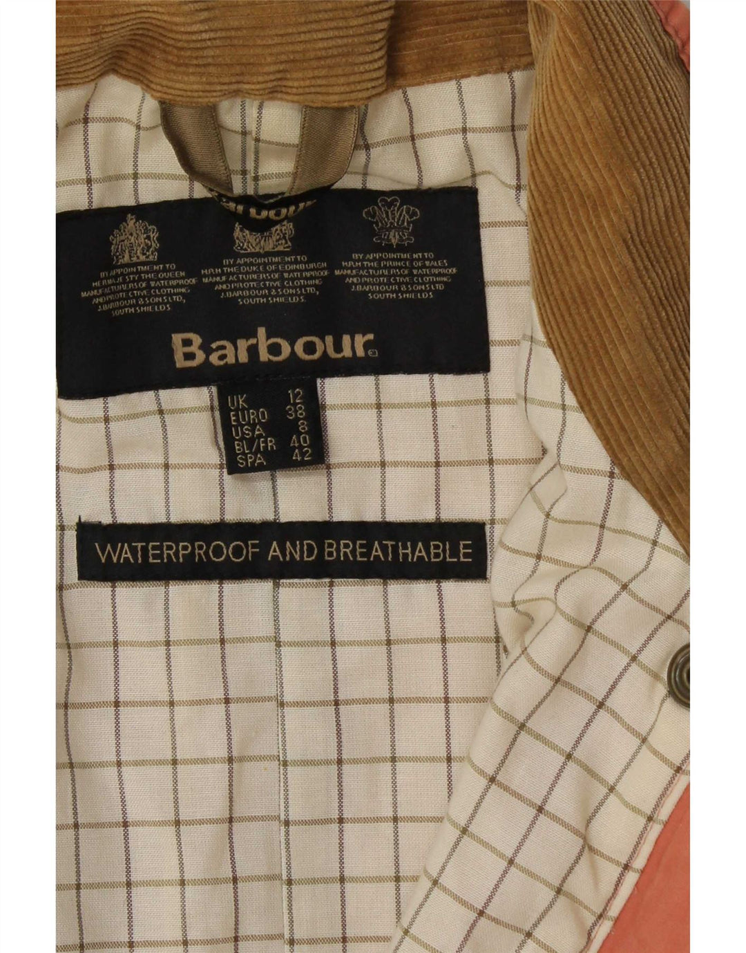 Barbour Damenjacke aus gewachster Baumwolle, UK 12, Mittelrosa