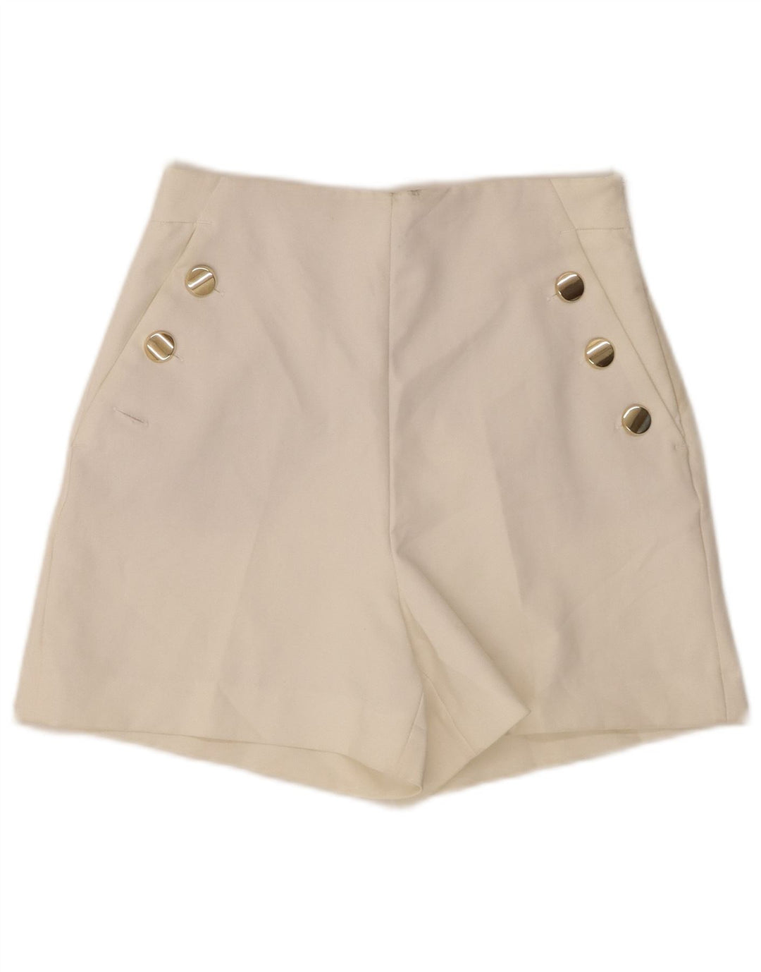 ZARA Damen-Freizeitshorts mit hoher Taille, Größe S, W26, Weiß