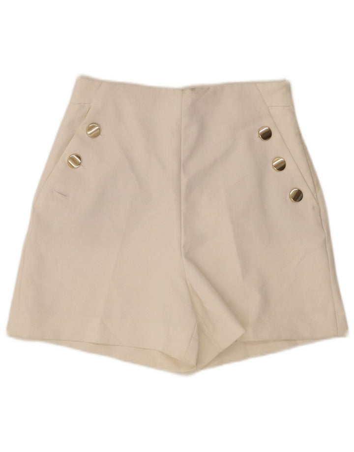 ZARA Damen-Freizeitshorts mit hoher Taille, Größe S, W26, Weiß