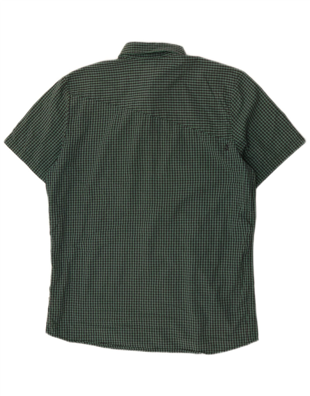 Volcom Herren Modern Fit Kurzarmhemd Große grüne Gingham-Baumwolle