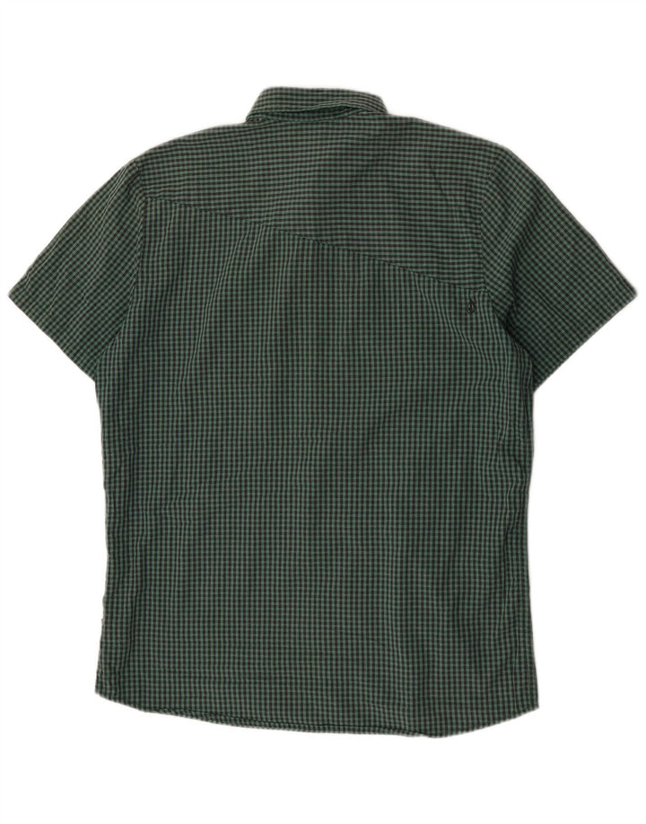 Volcom Herren Modern Fit Kurzarmhemd Große grüne Gingham-Baumwolle