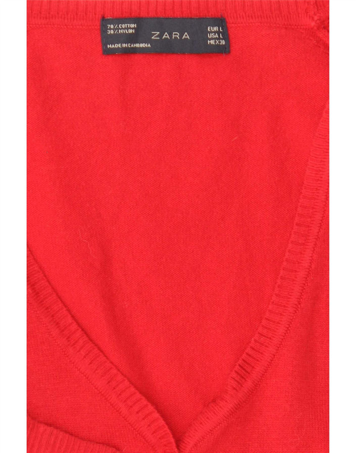 Zara Damen-Cardigan-Pullover UK 14 Large Rot