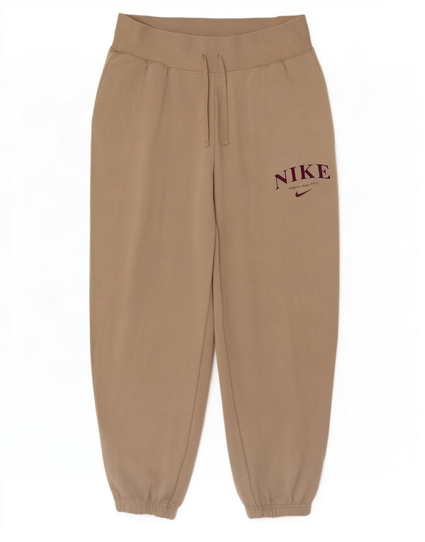 Nike Womens Graphic Tracksuit Trousers Joggers UK 10 Small Beige Cotton