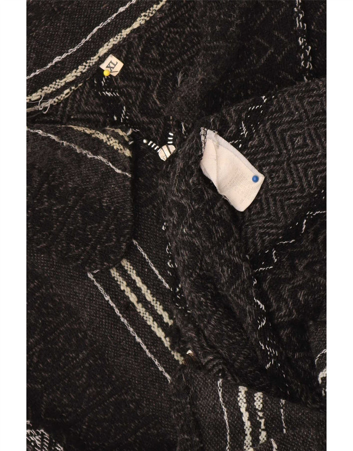 Vintage Herren Cardigan Pullover XL Schwarz Geometrische Wolle Azteken