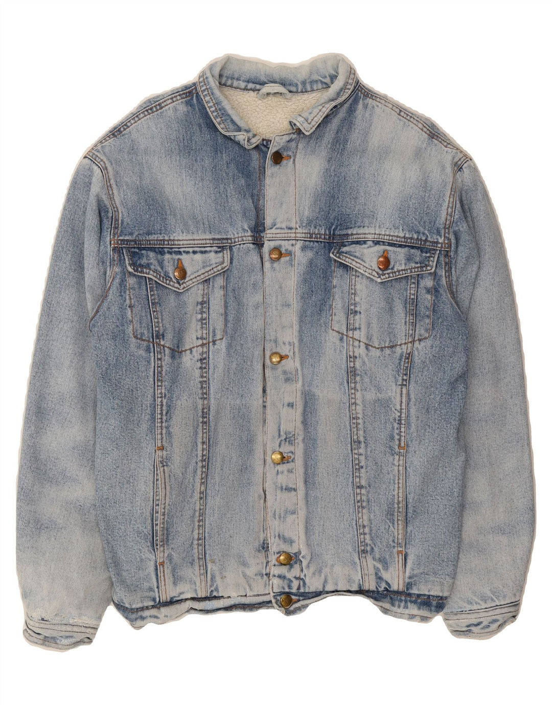 VINTAGE Mens Denim Sherpa Jacket UK 40 Large Blue Vintage Vintage and Second-Hand Vintage from Messina Hembry 