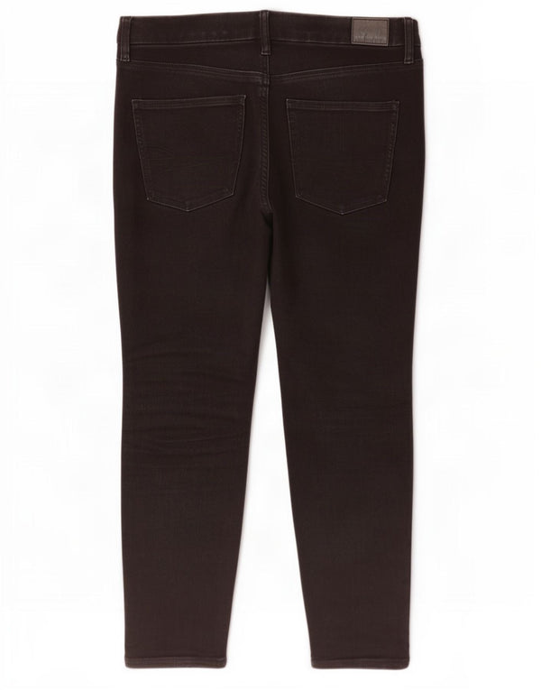 American Eagle Damen Crop Skinny Jeans US 10 Large W32 L26 Schwarze Baumwolle
