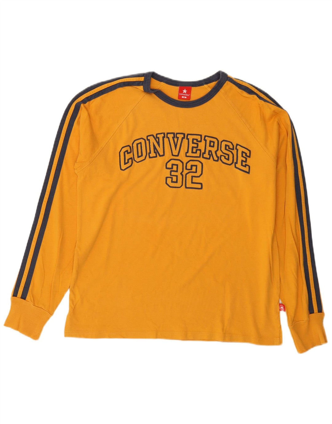 Converse Herren Grafik-Oberteil, langärmelig, klein, gelbe Baumwolle