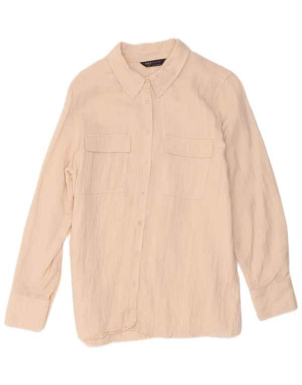 Marks & Spencer Damen-Hemd UK 16 Large Pink Lyocell