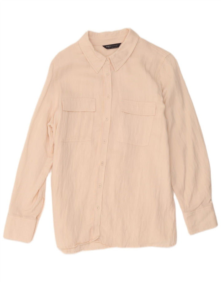 Marks & Spencer Damen-Hemd UK 16 Large Pink Lyocell