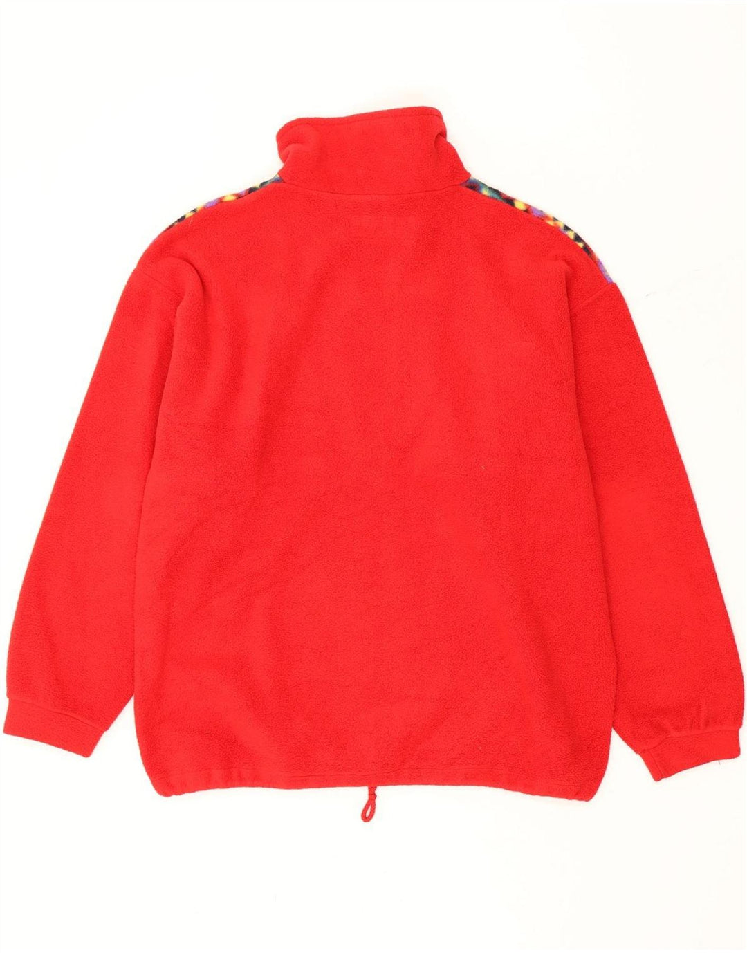Vintage Herren-Fleecepullover mit Reißverschluss, Mittelrot, geometrisches Polyester