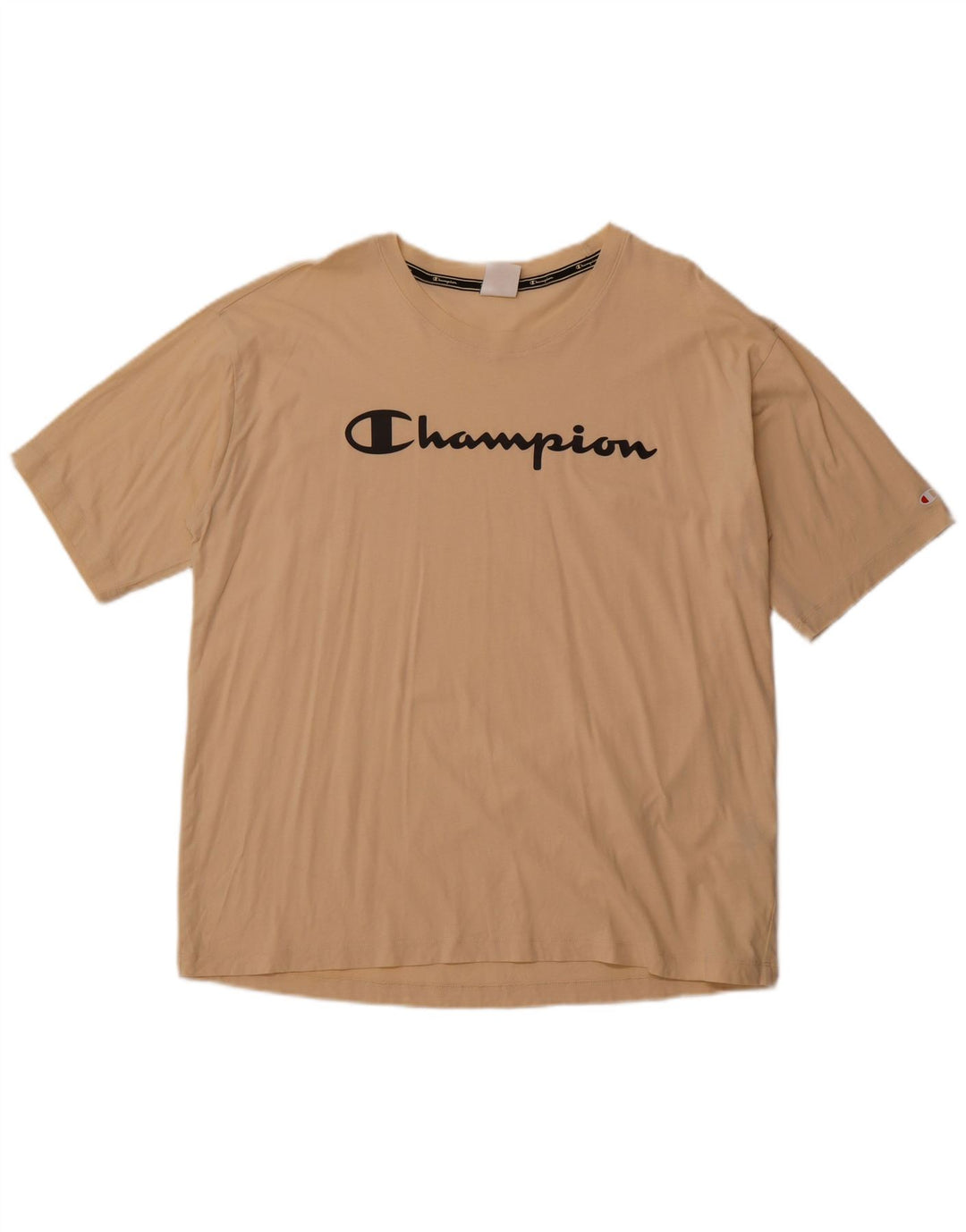 CHAMPION Damen-Grafik-T-Shirt-Oberteil UK 20 2XL Beige Baumwolle