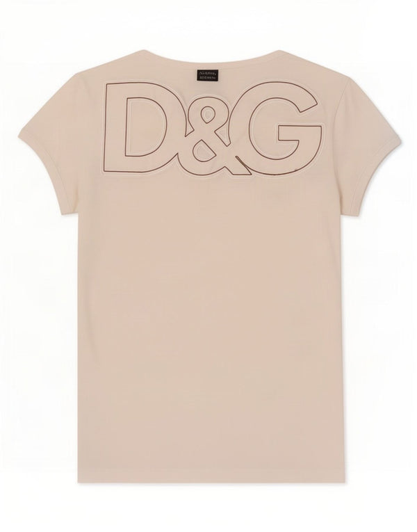 Dolce & Gabbana Damen Grafik-T-Shirt-Oberteil UK 4 XS Weiß