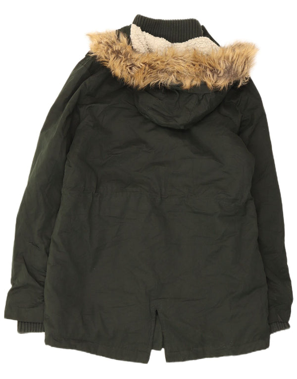 Superdry Damen-Parka mit Kapuze, UK 14, Größe L, Grün, Polyester