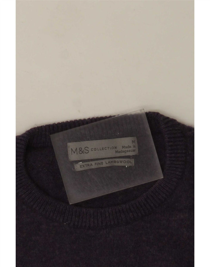 Marks & Spencer Herren-Pullover mit Rundhalsausschnitt, mittelviolette Lammwolle