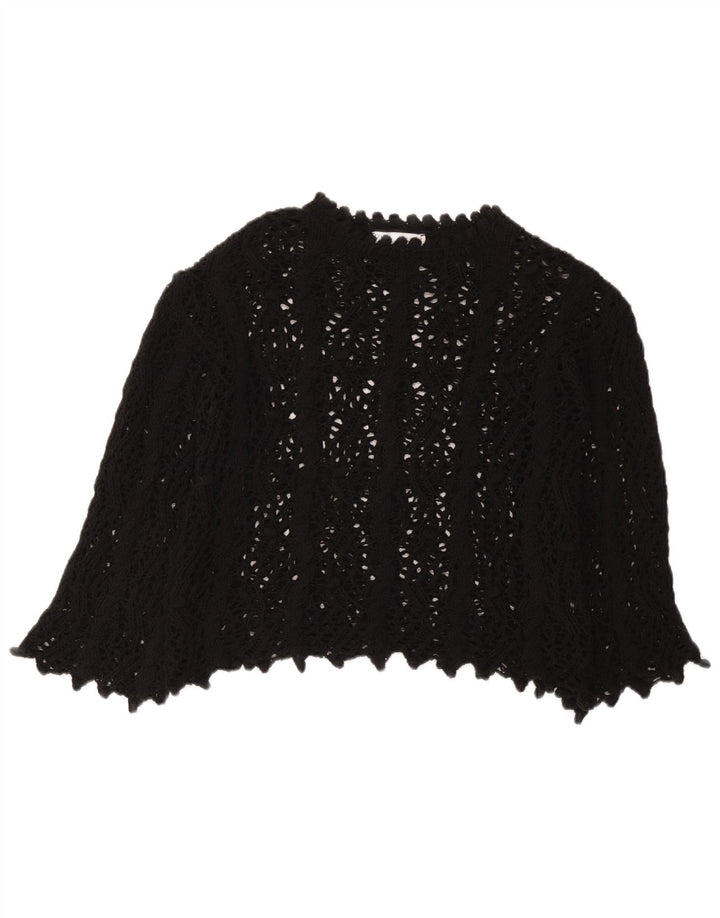 Zara Damen Häkelbluse Top UK 10 Small Schwarz