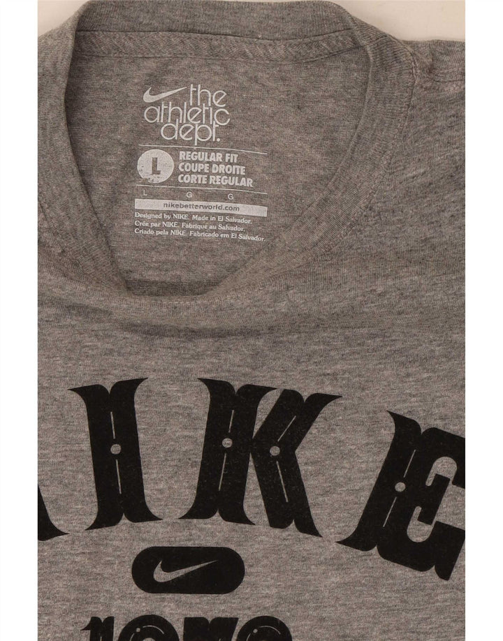 Nike Herren-T-Shirt mit normaler Passform, Grafik, Größe L, Grau meliert