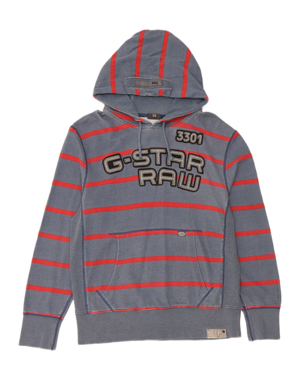 G-Star Herren 3301 Graphic Hoodie Pullover XL blau gestreift Baumwolle