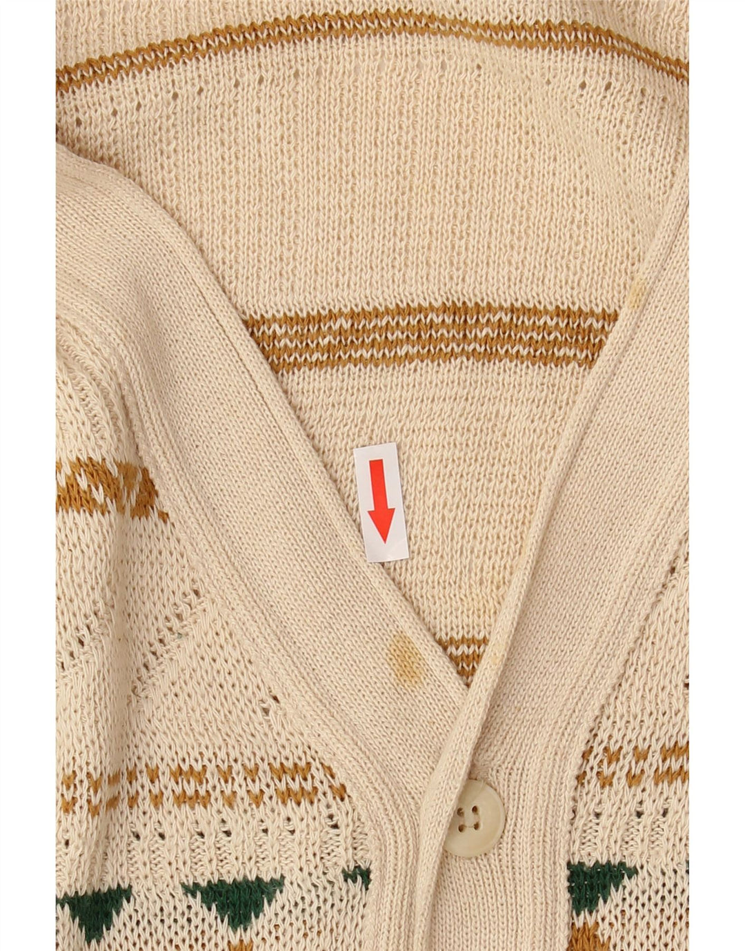 VINTAGE Herren-Cardigan-Pullover aus mittelbeiger Fair-Isle-Baumwolle