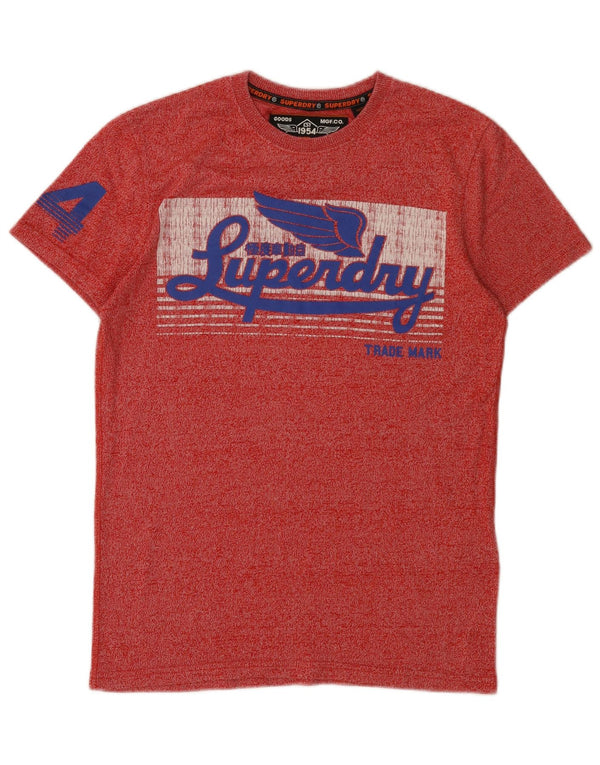 Superdry Mens Graphic T-Shirt Top Small Red Flecked Cotton