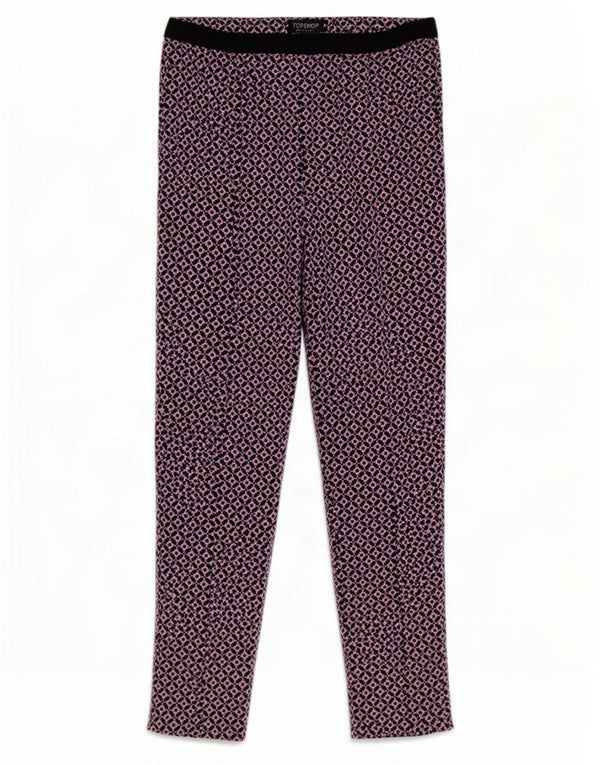 Topshop Damen Slim Casual Hose UK 10 Small W30 L27 Lila Geometrisch