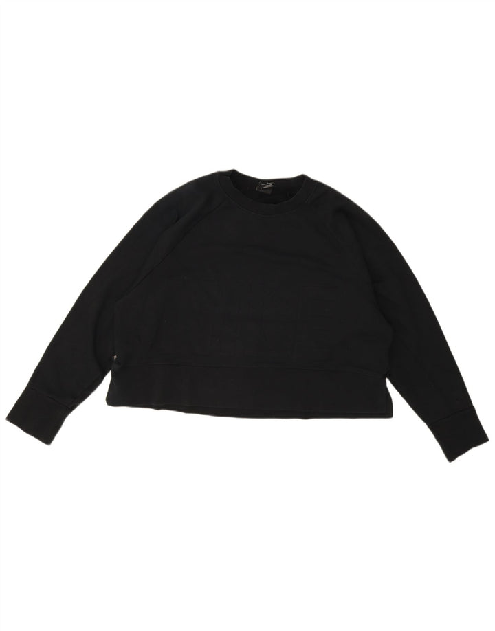 Nike Damen Dri Fit Crop Oversized Sweatshirt Pullover UK 16 Large Schwarz
