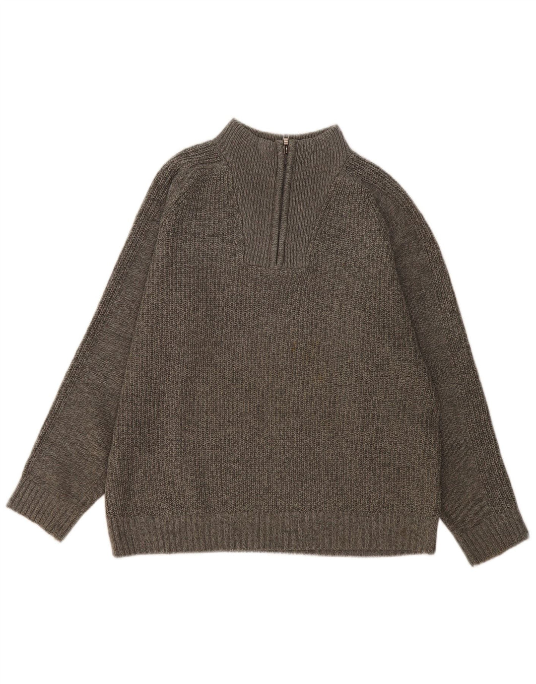 Marks & Spencer Herren-Pullover mit Reißverschluss am Hals, großes, grau meliertes Acryl