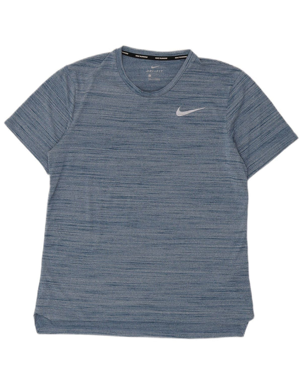 Nike Herren Dri Fit T-Shirt-Oberteil, großes, blau meliertes Polyester